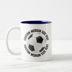 Fußball & Mittelgroßer Text NAVY BLAU 11oz Custom Zweifarbige Tasse