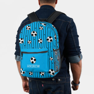 Fußball-Muster Blau Bedruckter Rucksack
