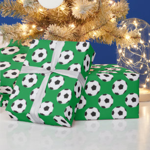Fußball-Muster grün Geschenkpapier
