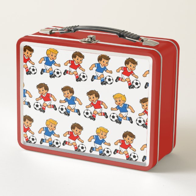 Fußball-Muster-Metall-Lunchbox Metall Brotdose (Vorderseite)