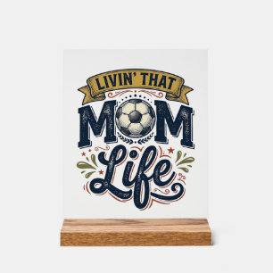 Fußball-Mutter-Leben Vintage-Gravur-Shirt-Design_1 Acrylschild