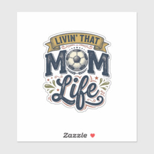 Fußball-Mutter-Leben Vintage-Gravur-Shirt-Design_1 Aufkleber