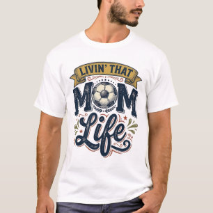Fußball-Mutter-Leben Vintage-Gravur-Shirt-Design_1 T-Shirt