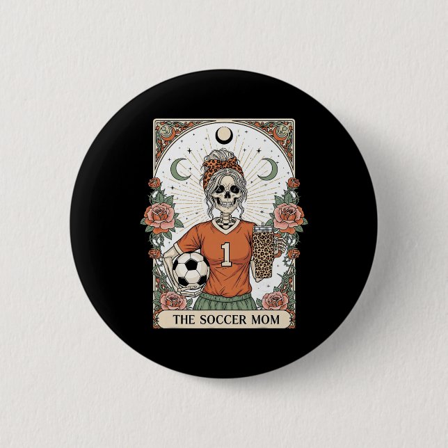 Fußball-Mutter-Skelett-Tarotkarte Fußball-Mama Mut Button (Vorderseite)