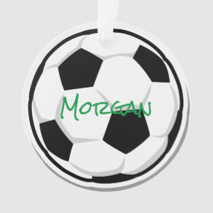 Fußball NAME Sportgrün Schwarz-weiße Bälle Ornament