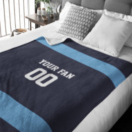 Fußball Navy, Blue & White Personalisiert Fleecedecke