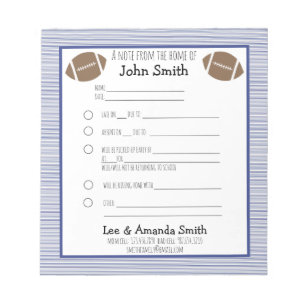 Fußball Navy Pinstrichschule Hinweis 1 Kind Notizblock