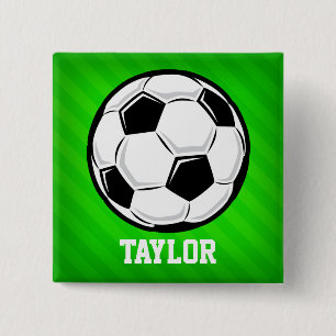 Fußball; Neon Green Strips Button