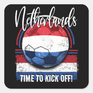 Fußball Niederlande Flagge, Retro-Flagge Fußball Quadratischer Aufkleber