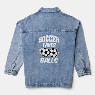 Fußball nimmt Balls lustiges männliches Shirt Jeansjacke