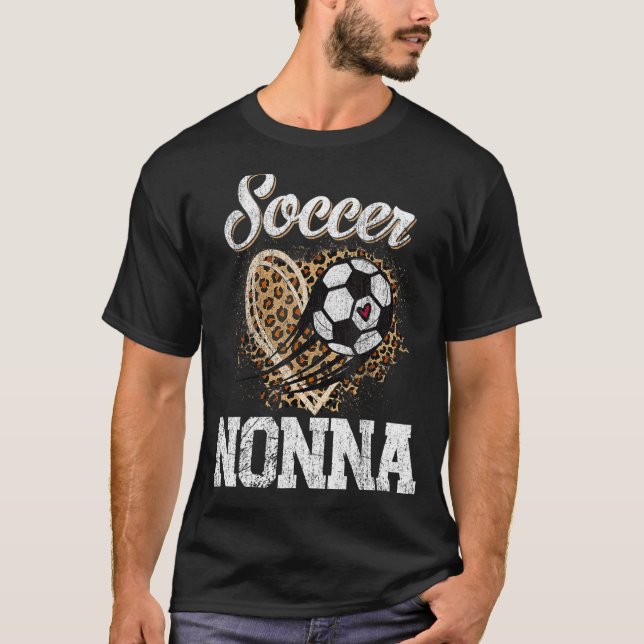 Fußball Nonna Leopard Ball Muttertag T-Shirt (Vorderseite)