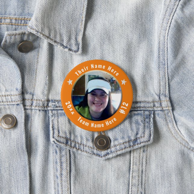 Fußball oder Sportsport Spirit Foto Orange Button (Beispiel)