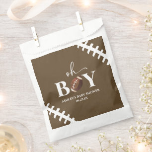 Fußball Oh Boy Brown White Baby Dusche Geschenktütchen
