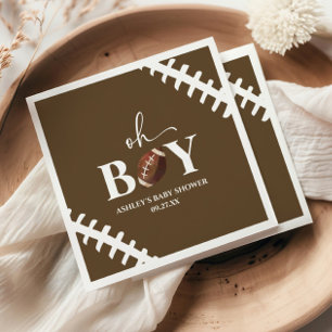 Fußball Oh Boy Brown White Baby Dusche Serviette