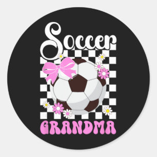 Fußball-Oma Groovy Oma eines Fußballspielers G Runder Aufkleber