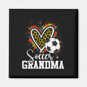 Fußball Oma Leopard Herz Magnet