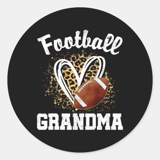 Fußball-Oma Leopard Herz Runder Aufkleber (Vorderseite)
