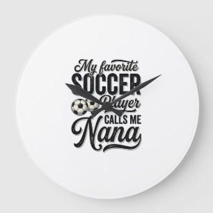 Fußball-Oma Vintage-Gravur Familie Spieler-Shirt_ Große Wanduhr