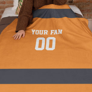 Fußball-Orange, Marine u. weißes personalisierte Fleecedecke