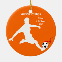Fußball-Orange-Ornament Keramikornament