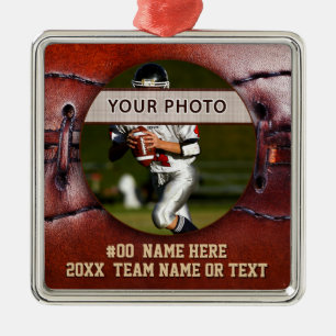 Fußball-Ornamente im Vintage-Look, Ihr Foto, Text Ornament Aus Metall