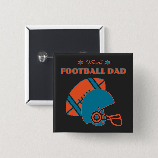 Fußball Papa Sportfans Vintag orange Button (Vorne & Hinten)