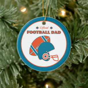 Fußball Papa Sportfans Vintag orange Keramik Ornament
