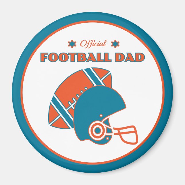 Fußball Papa Sportfans Vintag orange Magnet (Vorne)