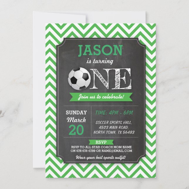 Fußball-Party Fußball 1. Geburtstag Einladung (Vorderseite)