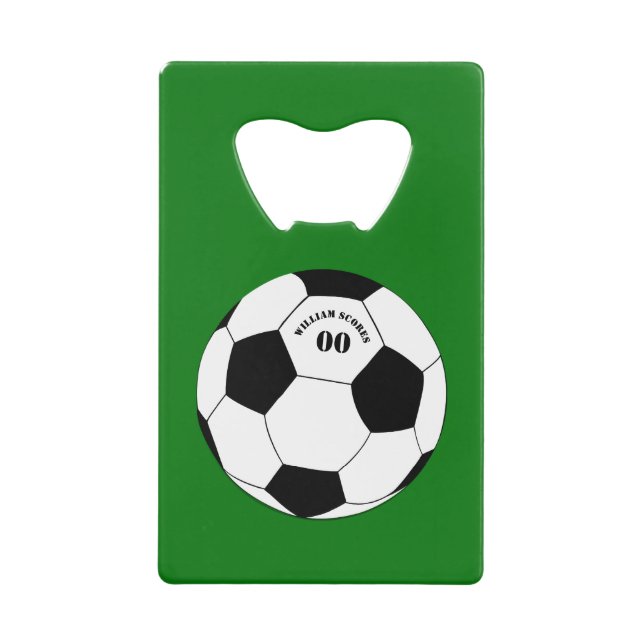 Fußball-Party, Fußball mit Name und Nummer Geldbeutel Flaschenöffner (Vorderseite)