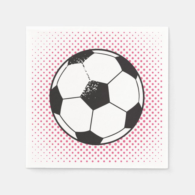 Fußball-Party Napkins - Rosa Serviette (Vorderseite)