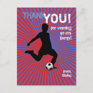 Fußball-Party Vielen Dank Postcard - Boy Red Postkarte