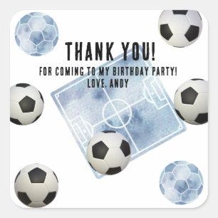 Fußball-Party zum ersten Down Geburtstag Quadratischer Aufkleber