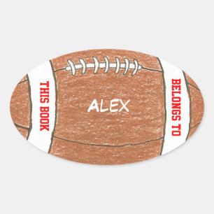 Fußball personalisierte Buchzeichen für Kinder Ovaler Aufkleber