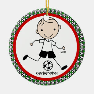 Fußball Personalisierter Jungen-Weihnachts-Schmuck Keramikornament