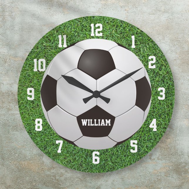 Fußball Personalisierter Name Große Wanduhr (Soccer Football Personalized Name Large Clock)