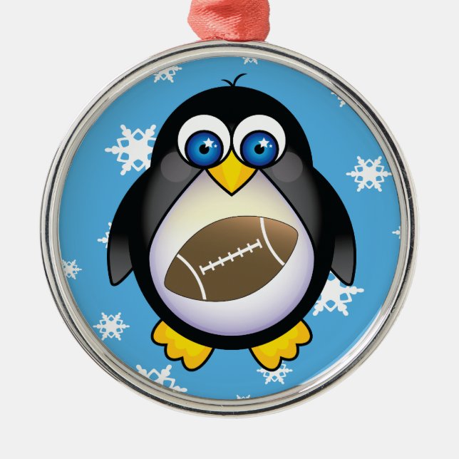 Fußball-Pinguin-lustiges Team-Verzierungs-Geschenk Ornament Aus Metall (Vorne)