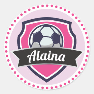 Fußball Pink Girls Name Geburtstagsparty Sticker