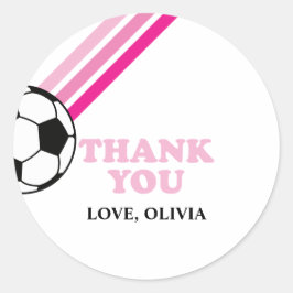 Fußball Pink Streifen Vielen Dank zum Geburtstag Runder Aufkleber