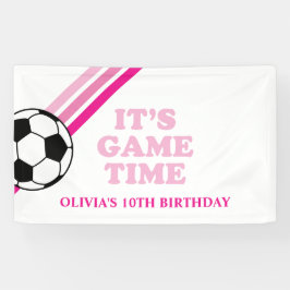 Fußball Pink Stripes Game Time Birthday Banner
