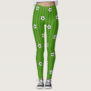 Fußball Pitch Fußbälle auf grünem Grasmuster Leggings