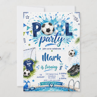 Fußball-Pool-Schwimmparty-Geburtstag Einladung