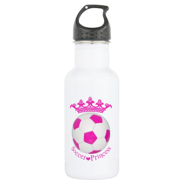 Fußball-Prinzessin, rosa Fußball Trinkflasche (Vorderseite)