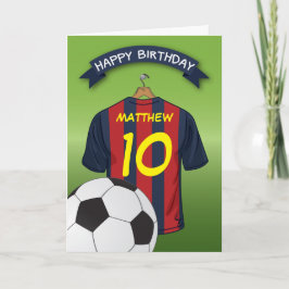 Fußball Red & Blue Strip Shirt Geburtstag Karte