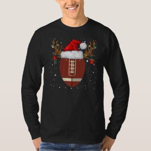 Fußball Rentier Weihnachtsmannmütze Weihnachtsfeie T-Shirt