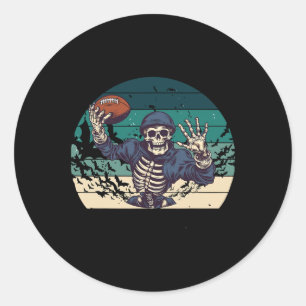Fußball Retro Vintage Halloween Skelett Runder Aufkleber