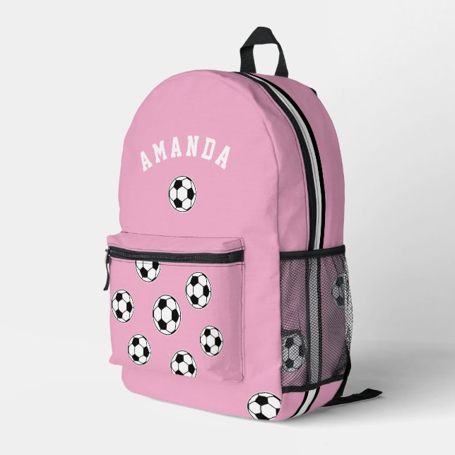 Fußball Rosa Personalisierte Kinder zurück in die  Bedruckter Rucksack (Rückseitige Ecke Rechts)
