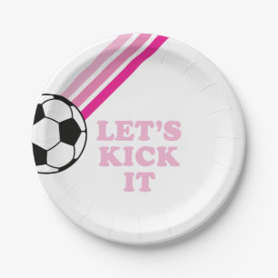 Fußball Rosa Streifen Lass uns loslegen Geburtstag Pappteller