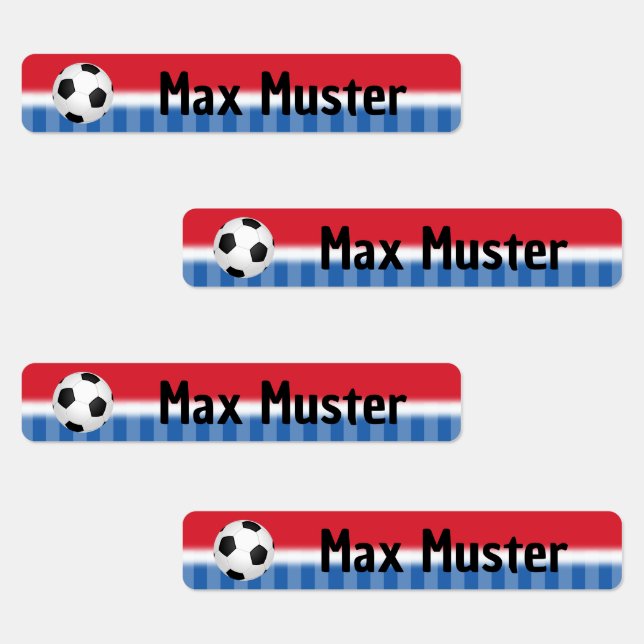 Fußball rot blau - 96 schmale Kinder Etiketten (Gruppe)