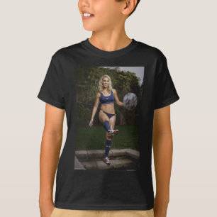 Fußball Rot Weiß Blau Amerikanische Flagge 4. Juli T-Shirt